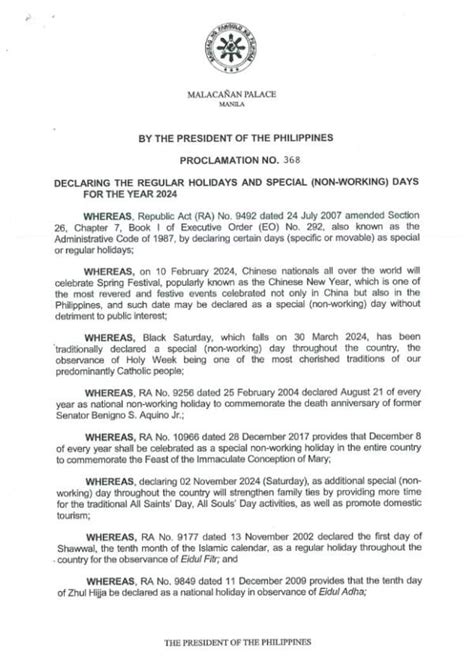 malacanang announcement|Malacañang Updates List of Holidays for 2023.